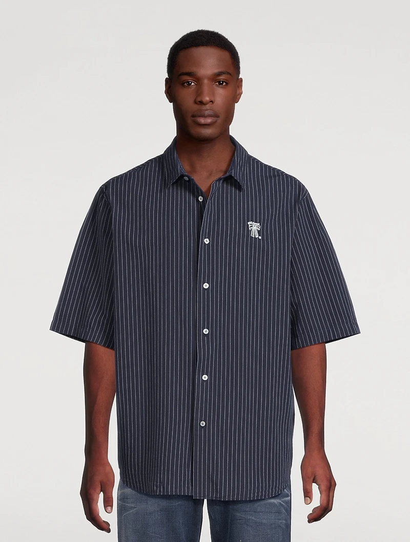 Cotton Short-Sleeve Shirt Striped Print