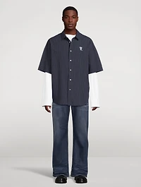 Cotton Short-Sleeve Shirt Striped Print
