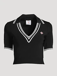 Cropped Knit Polo Shirt