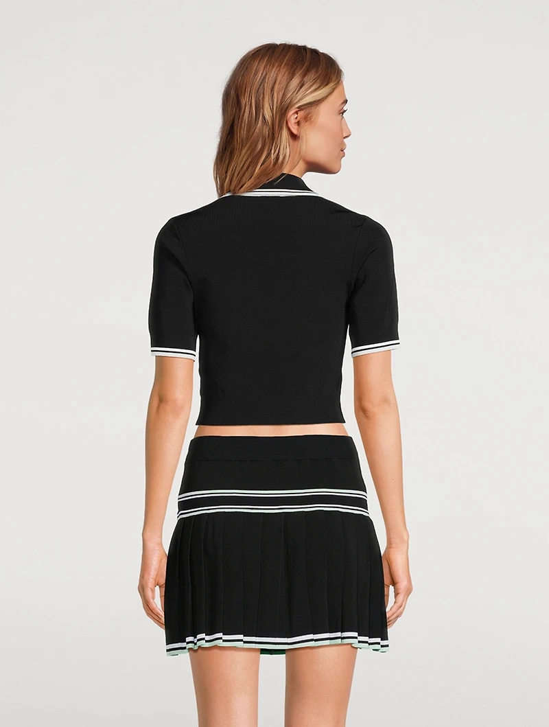 Cropped Knit Polo Shirt