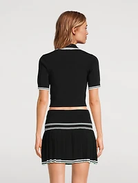 Cropped Knit Polo Shirt