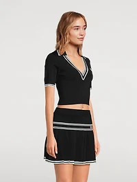 Cropped Knit Polo Shirt
