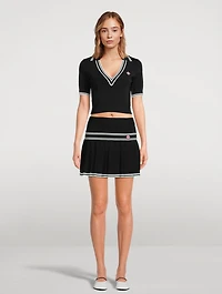 Cropped Knit Polo Shirt