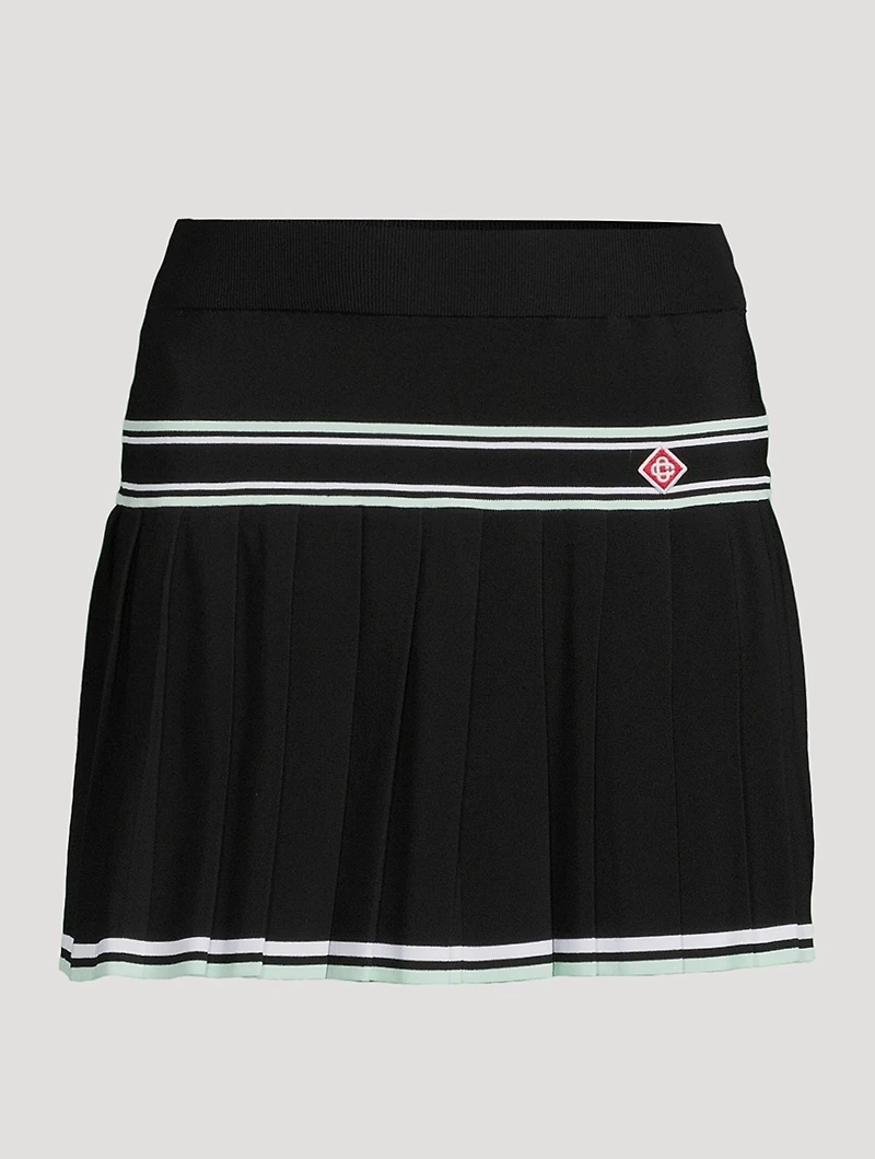 Pleated Knit Mini Skirt