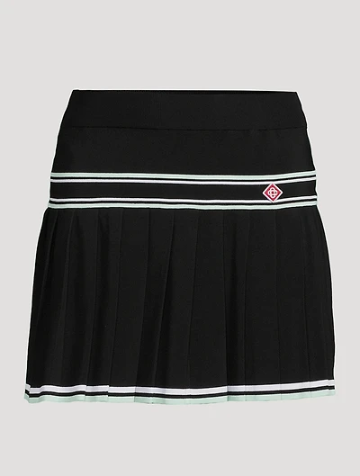 Pleated Knit Mini Skirt