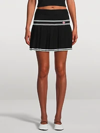 Pleated Knit Mini Skirt