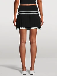 Pleated Knit Mini Skirt