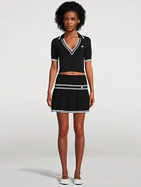 Pleated Knit Mini Skirt