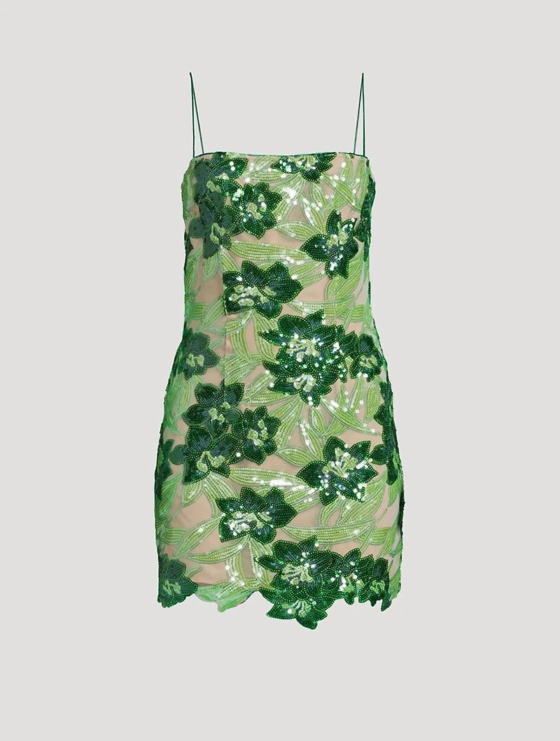 Sara Floral-Sequin Mini Dress