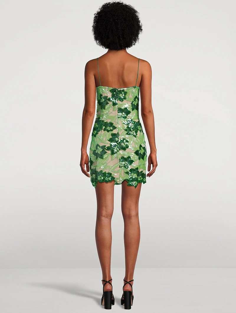Sara Floral-Sequin Mini Dress