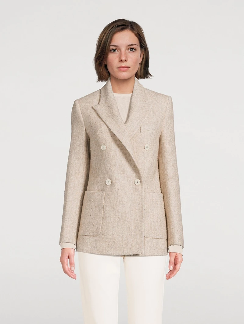 Double-Breasted Tweed Blazer
