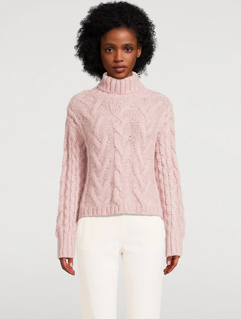 Cable-Knit Turtleneck Sweater
