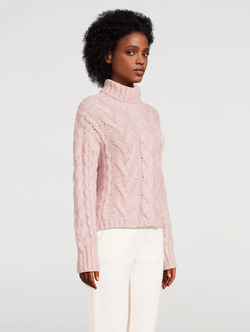 Cable-Knit Turtleneck Sweater