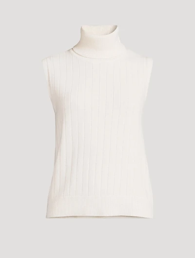 Sleeveless Wool Cashmere Turtleneck