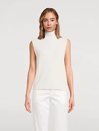 Sleeveless Wool Cashmere Turtleneck