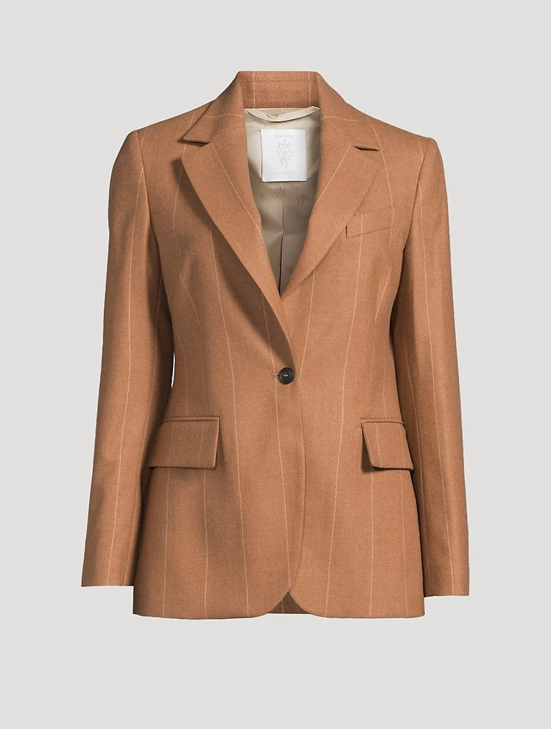 Wool Blazer Pinstripe Print