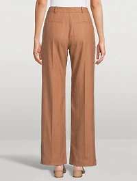 Wide-Leg Wool Trousers Pinstripe Print