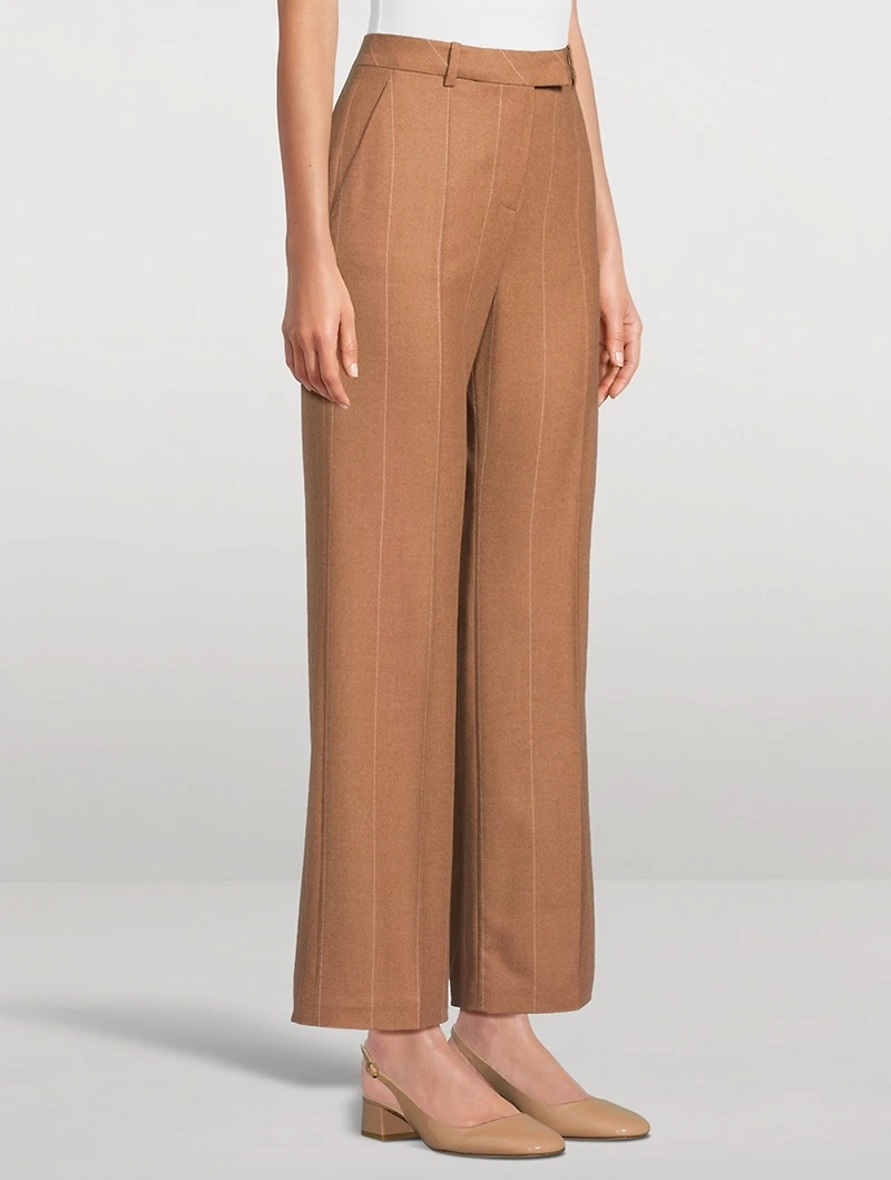 Wide-Leg Wool Trousers Pinstripe Print