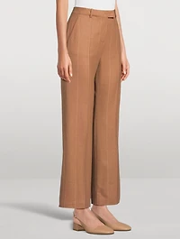 Wide-Leg Wool Trousers Pinstripe Print