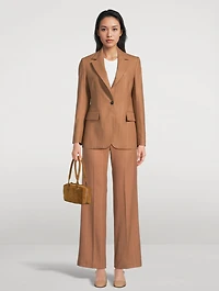 Wide-Leg Wool Trousers Pinstripe Print