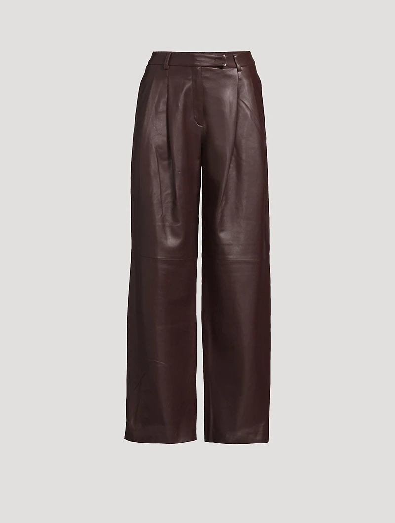 Pleated Leather Trousers