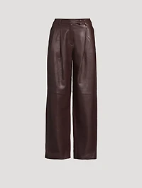 Pleated Leather Trousers
