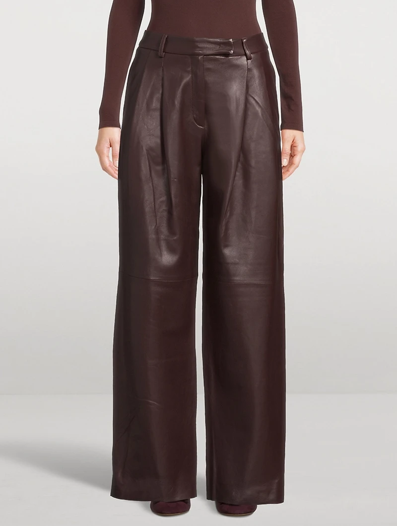 Pleated Leather Trousers