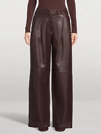 Pleated Leather Trousers