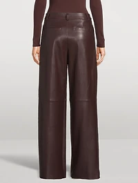 Pleated Leather Trousers