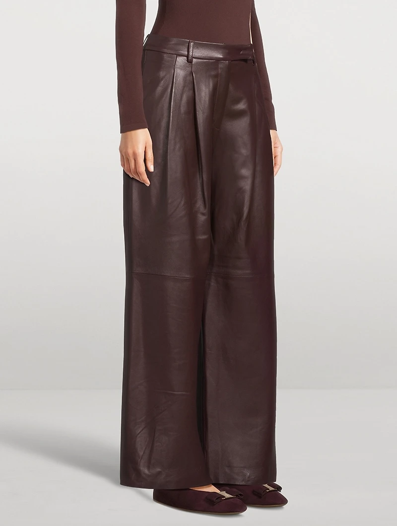 Pleated Leather Trousers