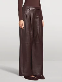 Pleated Leather Trousers