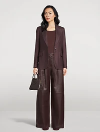 Pleated Leather Trousers
