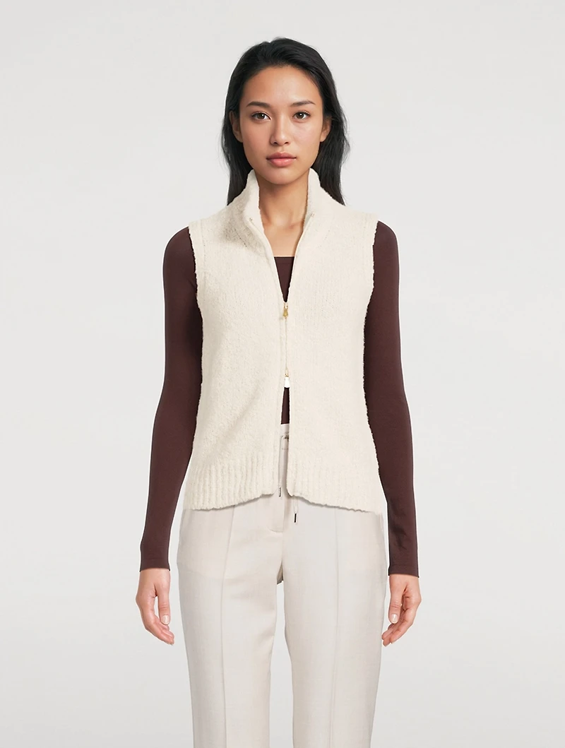 Bouclé Zip-Front Vest