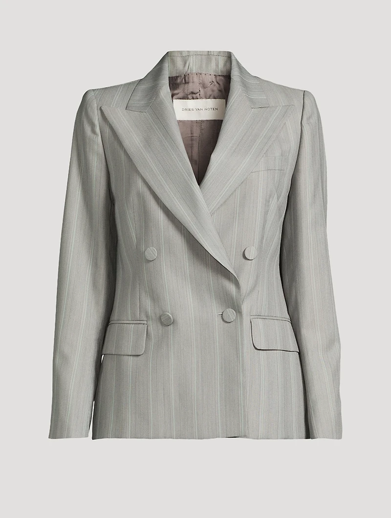 Beaura Double-Breasted Blazer Stripe Print