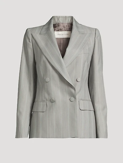 Beaura Double-Breasted Blazer Stripe Print