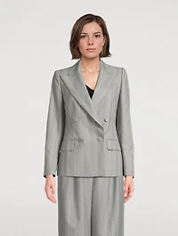 Beaura Double-Breasted Blazer Stripe Print