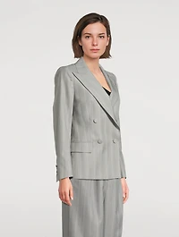 Beaura Double-Breasted Blazer Stripe Print