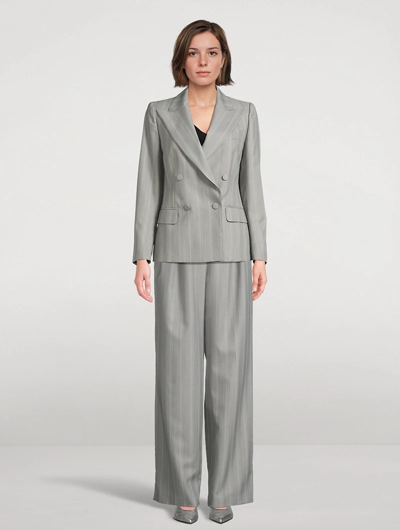 Beaura Double-Breasted Blazer Stripe Print