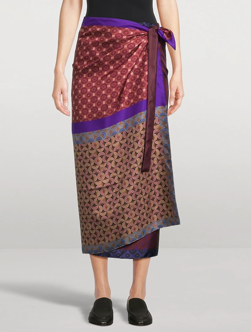 Scarfy Printed Silk Wrap Skirt
