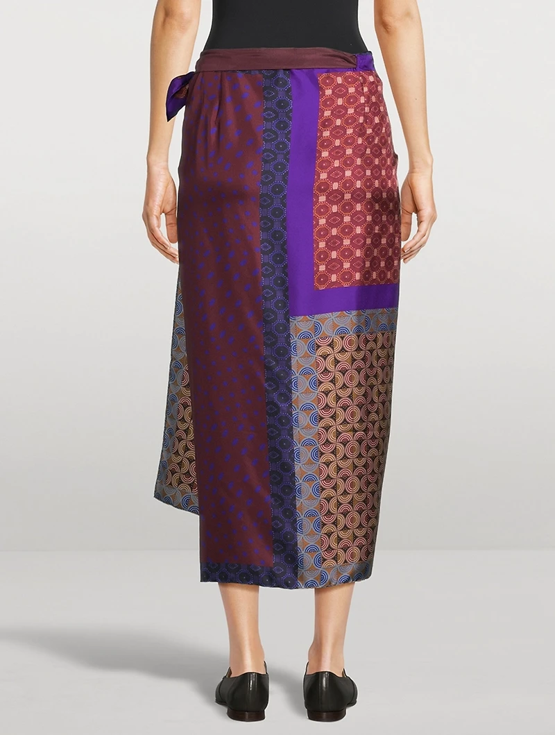 Scarfy Printed Silk Wrap Skirt