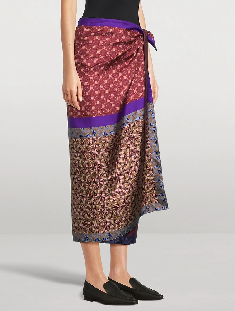Scarfy Printed Silk Wrap Skirt