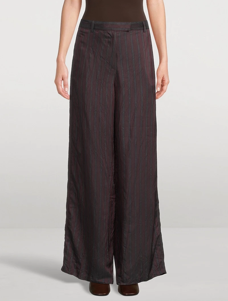 Penn Wide-Leg Trousers Stripe Print