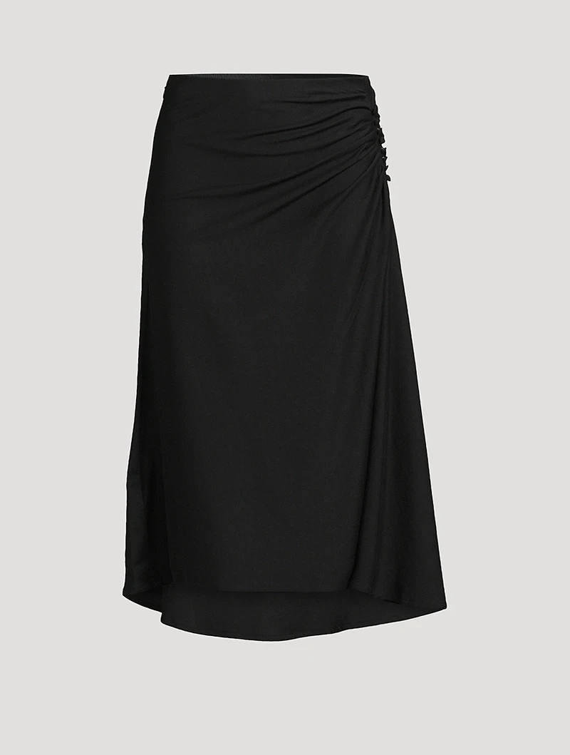 Hevira Draped Jersey Midi Skirt