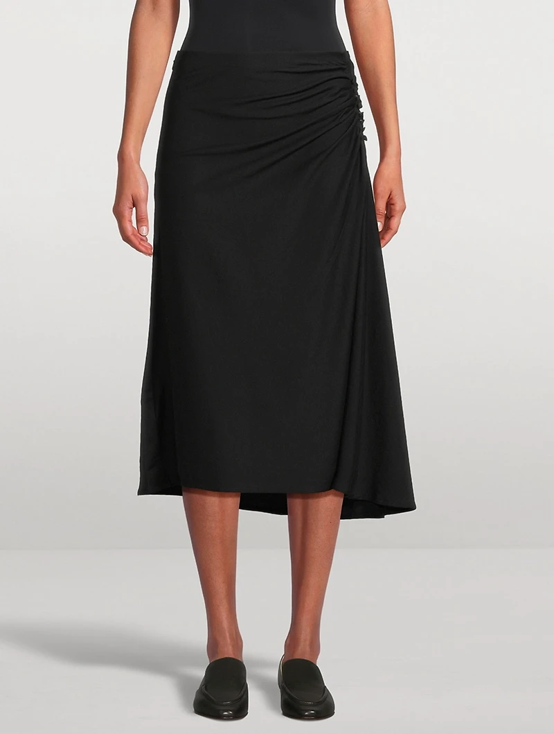 Hevira Draped Jersey Midi Skirt