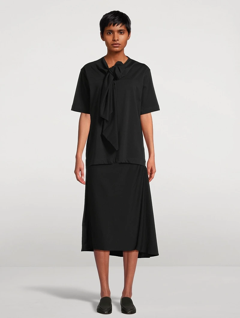 Hevira Draped Jersey Midi Skirt
