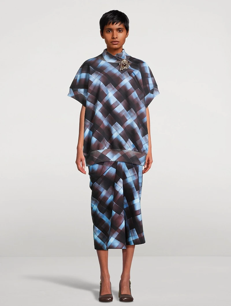 Harens Asymmetric Jersey Midi Skirt