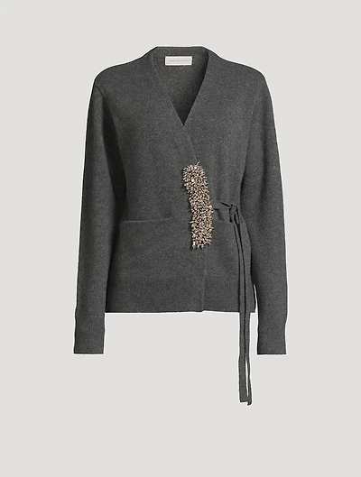 Tiah Embellished Cashmere Wrap Cardigan