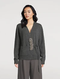 Tiah Embellished Cashmere Wrap Cardigan