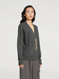 Tiah Embellished Cashmere Wrap Cardigan