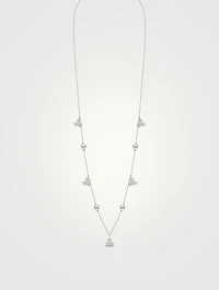 Petal 18K White Gold Akoya Pearl Necklace With Diamonds